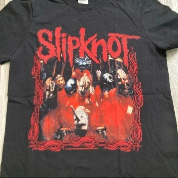 Slipknot merch Gildan Heavy Red Frame Band Mask Image Black Size S T Shirt 2013 - Picture 2 of 8